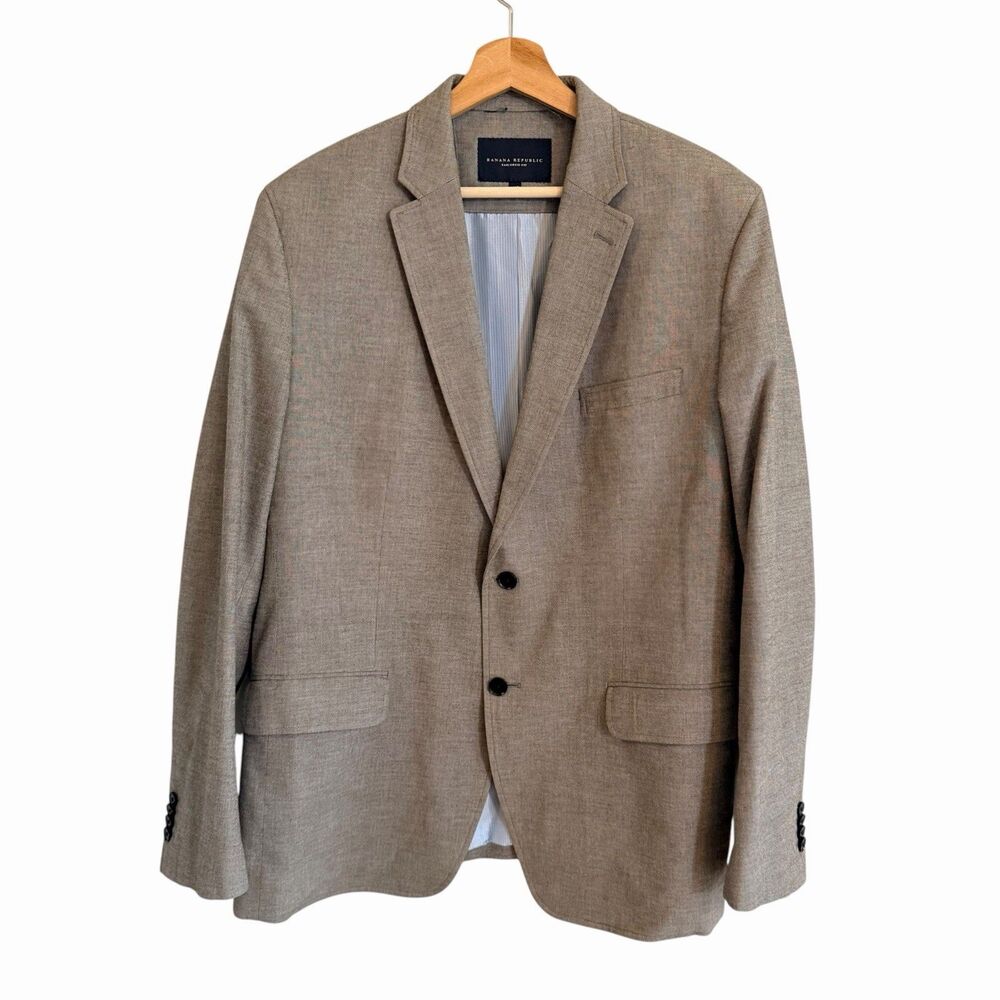 Banana Republic Mens Tailored Fit Blazer Sport Coat Size 44R Cotton Brown Office